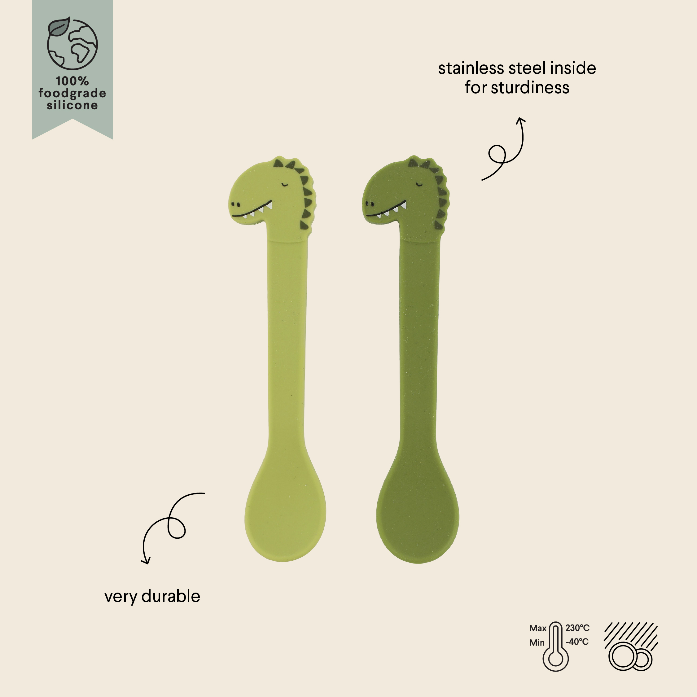 Cuillère silicone 2-pack - Mr. Dino
